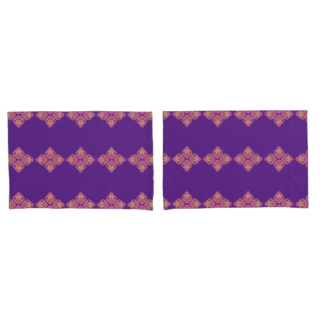 Housse D'oreillers Flowers on Purple Pillowcase (devant-Set)
