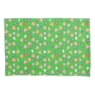 Housse D'oreillers Footballs, Chemises à rayures orange & Fans