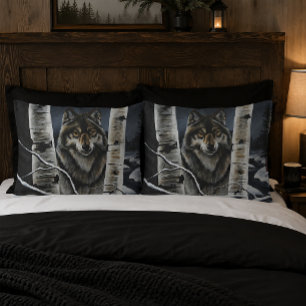 Housse D'oreillers Forêt mystique de bouleaux aux loups alpha en hive