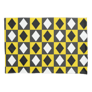 Housse D'oreillers Forme de diamant jaune noir blanc Rhombus