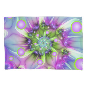 Housse D'oreillers Formes arrondies de spirale colorées Art fractal A