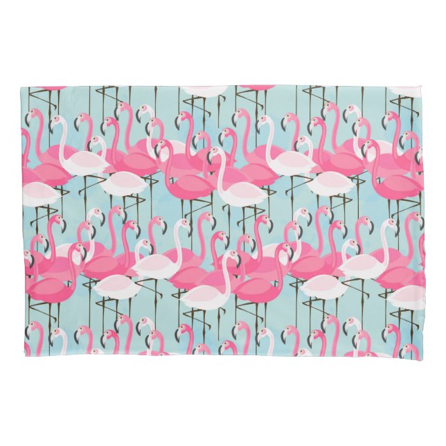 Housse D'oreillers Foule rose et blanche des Flamants roses (devant-gauche)