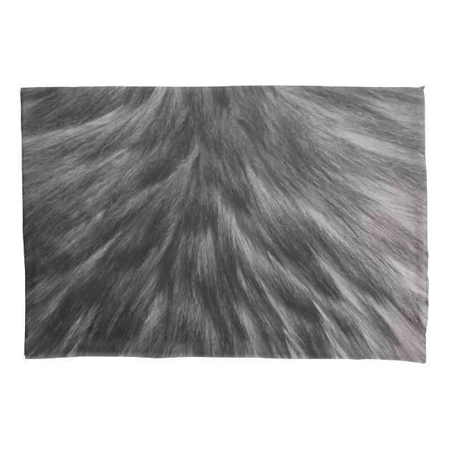 Housse D'oreillers Fourrure Faux de luxe Imprimé noir Gris Mink Cheve (devant)