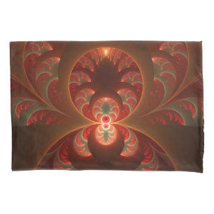 Housse D'oreillers Fractale orange rouge moderne abstraite lumineuse