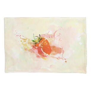 Housse D'oreillers Fraise Splash ! Aquarelle