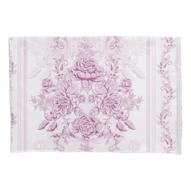 Housse D'oreillers français chic, rose, toile, floral, motif, victori (devant)