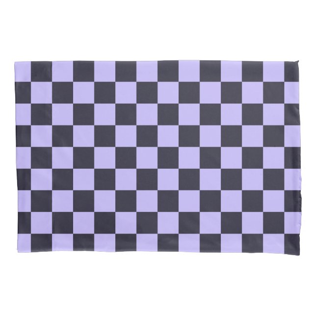 Housse D'oreillers French lilac checkerboard pattern (devant-gauche)
