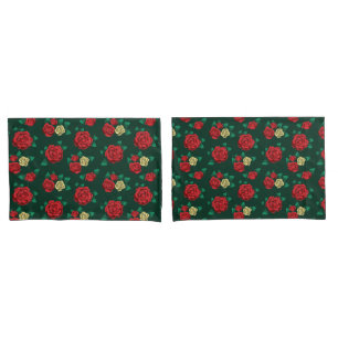 Housse D'oreillers Frida Kahlo   motif rouge et de rose d'or