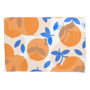 Housse D'oreillers Fruit orange : Motif exquis bleu-bracelet.