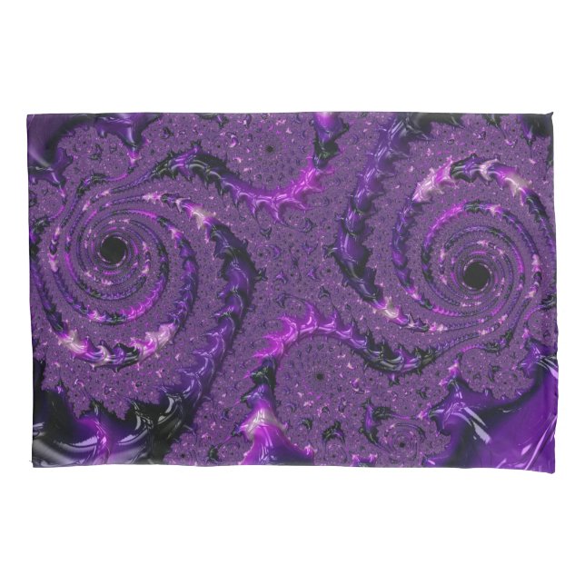 Housse D'oreillers Funky Bold Boho Purple Digital Abstrait Fractal (devant)