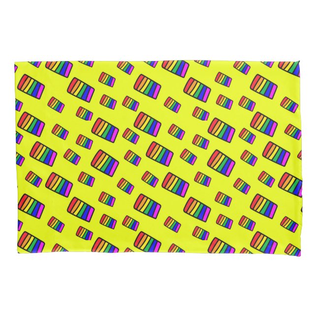 Housse D'oreillers Funky Neon Rainbow Block Motif (devant-gauche)