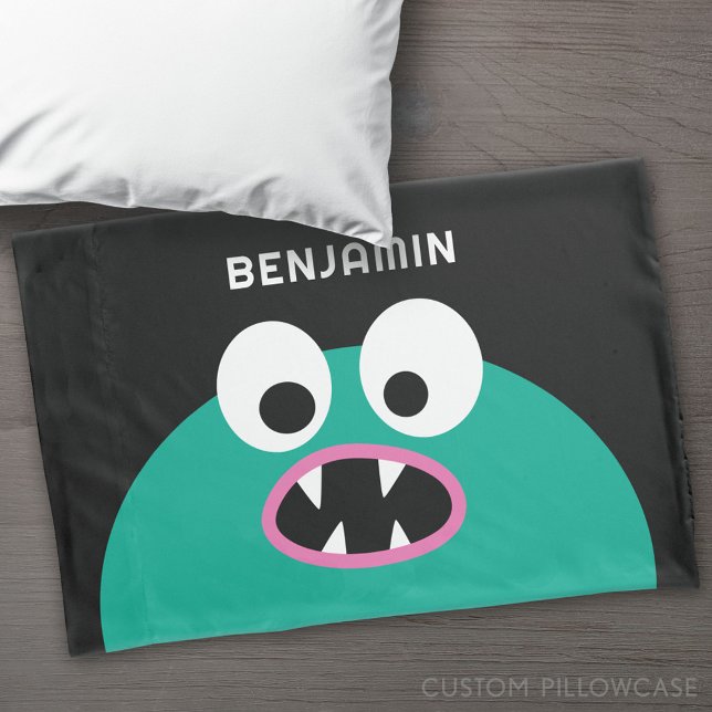 Housse D'oreillers Funny Monster - Nom personnalisé migre (Custom Pillowcase)