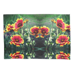Housse D'oreillers Gaillardia Rouge Et Jaune Blanche Faisée
