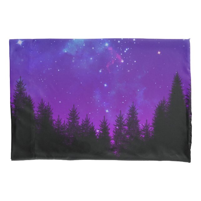 Housse D'oreillers Galaxy sur la forêt la nuit (devant)