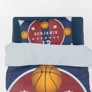 Housse D'oreillers Garçon Ado Basketball Court Ball Stars Numéro Nom