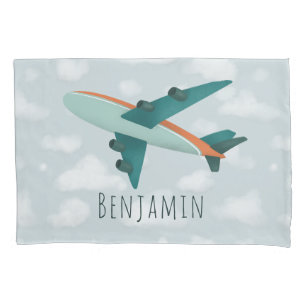 Housse D'oreillers Garçon mignonne et moderne avion bleu enfants