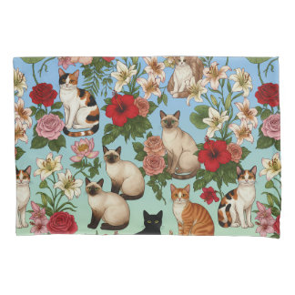 Housse D'oreillers Garden Companions – Floral Cats in Bloom