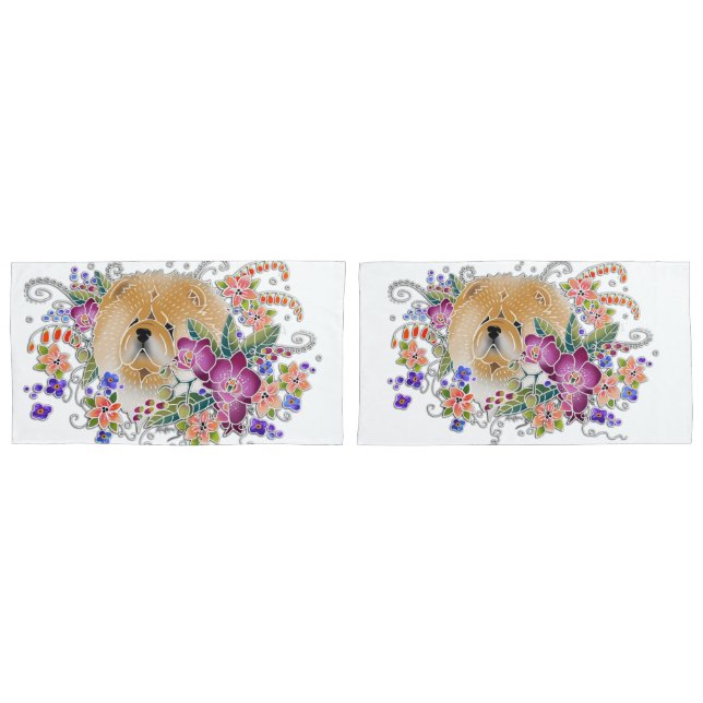 Housse D'oreillers GARDEN DANCE CHOW - Kit de 2 oreillers KING (devant-Set)