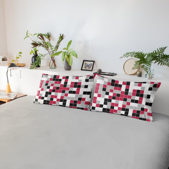 Housse D'oreillers Géométrique moderne Magenta Black Grey (Créateur téléchargé)