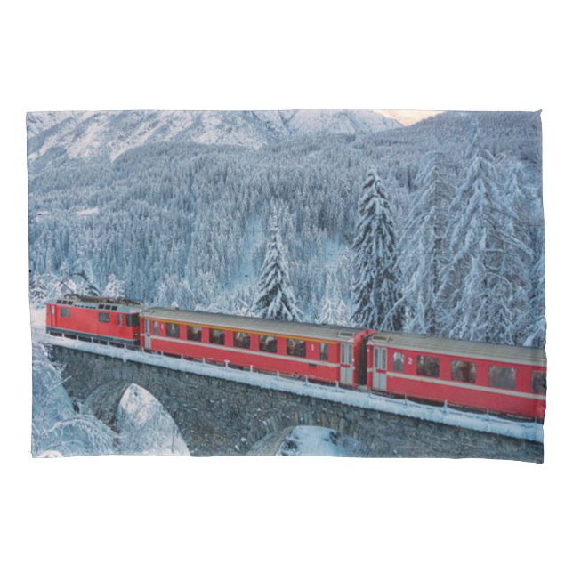 Housse D'oreillers Glace et neige | Train Express Red Bernina Suisse (devant)