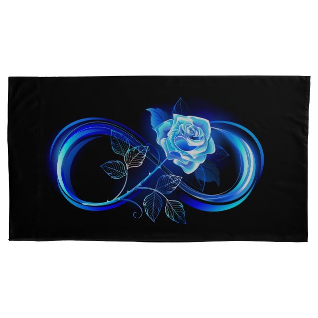 Housse D'oreillers Glowing infinity with blue rose (devant-gauche)