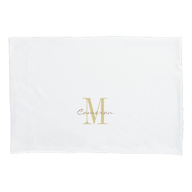 Housse D'oreillers Gold blanc initial et nom personnalisé (devant)