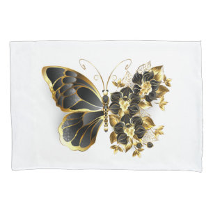 Housse D'oreillers Gold flower Butterfly with Black Orchid