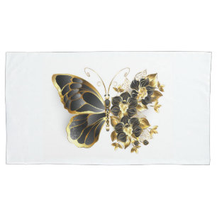 Housse D'oreillers Gold flower Butterfly with Black Orchid