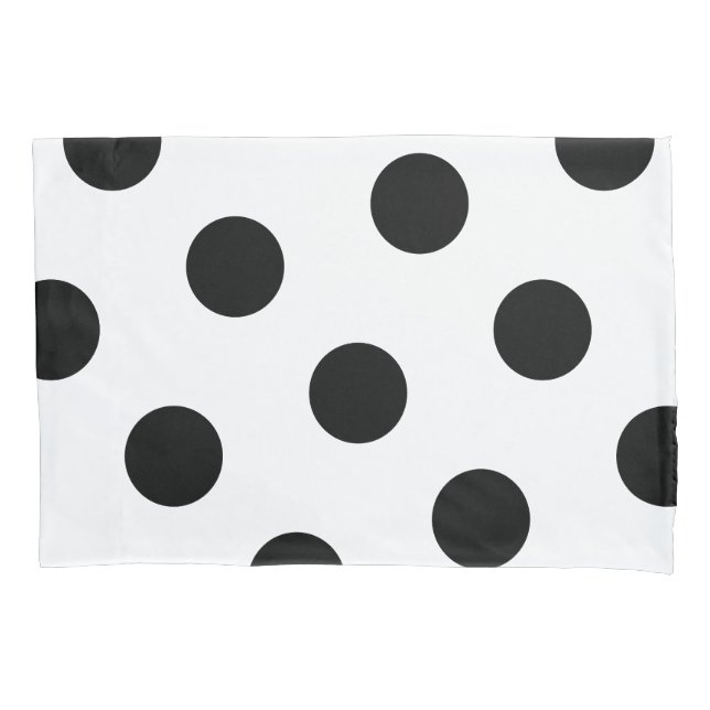 Housse D'oreillers Grand Motif noir Polka - Couleur blanche personnal (devant)