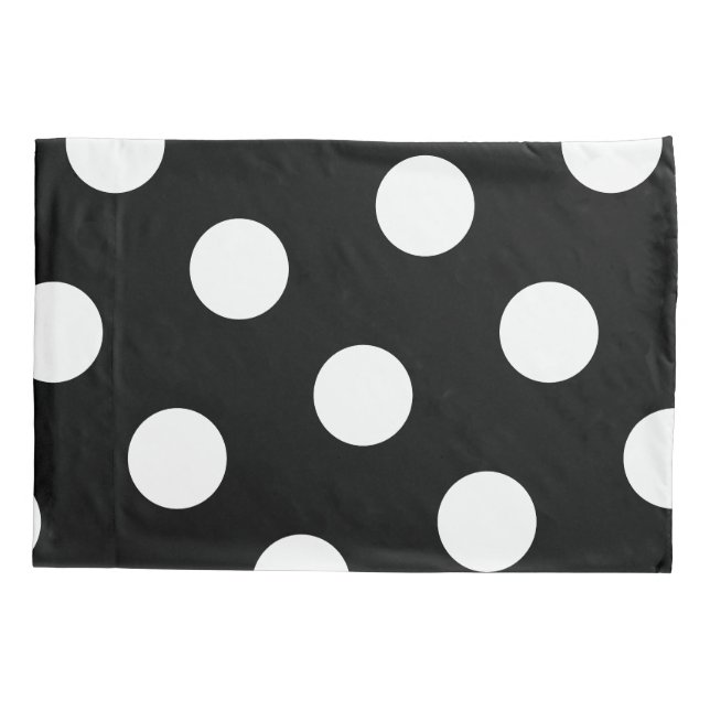 Housse D'oreillers Grand Motif Polka blanc - Couleur personnalisée No (Dos)