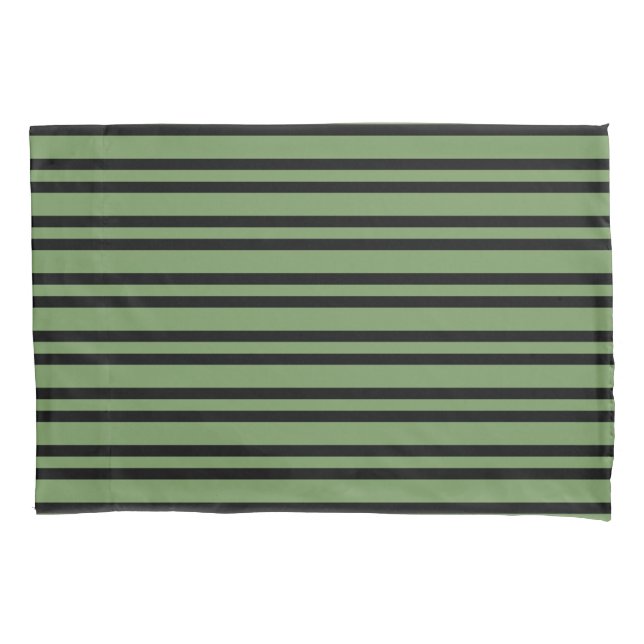 Housse D'oreillers Green Black Stripes Pattern (devant-gauche)
