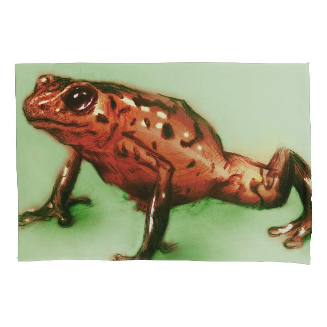 Housse D'oreillers Grenouille rouge, croquis réaliste d'animal (devant)