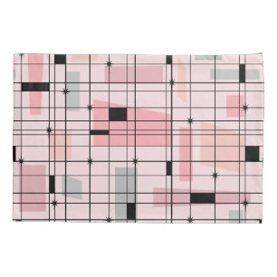 Housse D'oreillers Grille rose rétro et Starburst Pillowcase