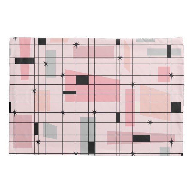 Housse D'oreillers Grille rose rétro et Starburst Pillowcase (Dos)