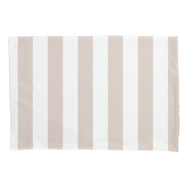 Housse D'oreillers Grilles Verticales Bbeige Et Blanc Gratté (devant)