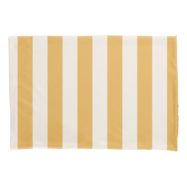 Housse D'oreillers Grilles Verticales Moutarde Jaune Et Blanc Gratté (devant)
