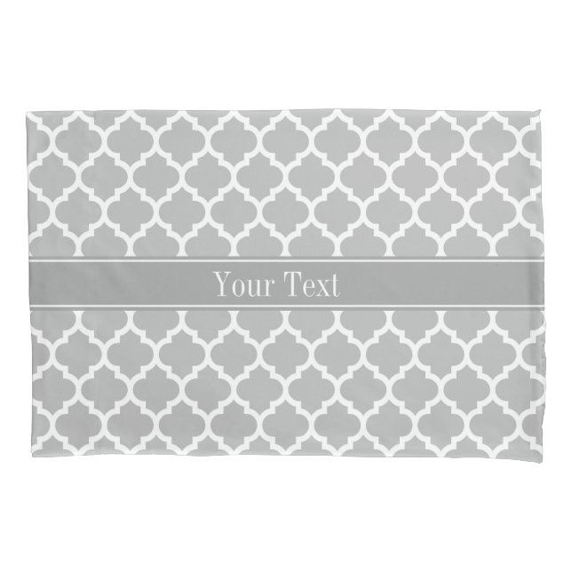Housse D'oreillers Gris Blanc Marocain #5 gris foncé Nom Monogramme (devant)