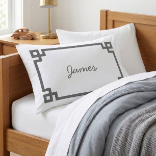 Housse D'oreillers Gris Charbon Monogramme Clé Grecque Standard