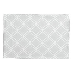 Housse D'oreillers Gris chic et motif géométrique en treillis blanc