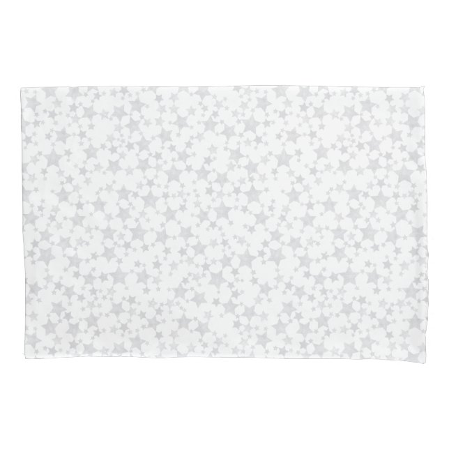Housse D'oreillers Gris pâle sur blanc | Motif d'étoiles d'impression (devant-gauche)