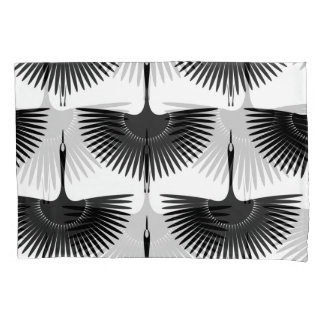 Housse D'oreillers Grue gracieuse : Motif d'oiseaux orientaux