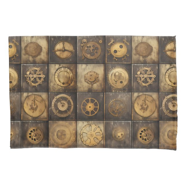 Housse D'oreillers Grunge Rustic Steampunk Horloge (15) (devant-gauche)