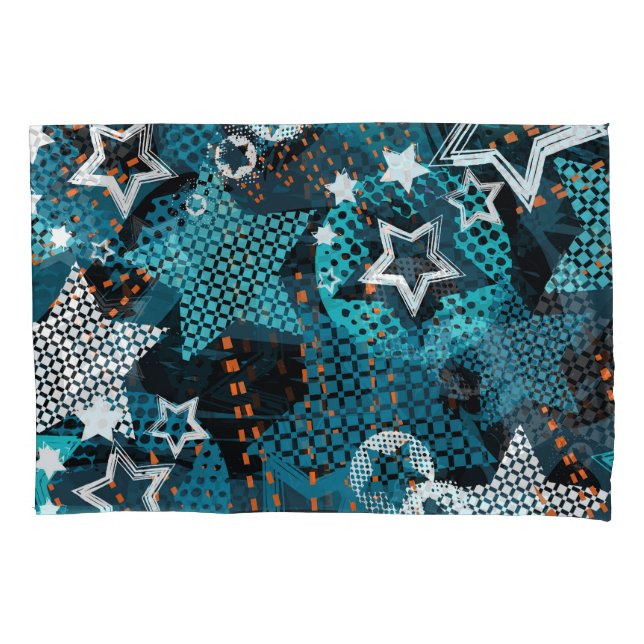 Housse D'oreillers Grunge star motif, design pour enfants ludique. (devant)