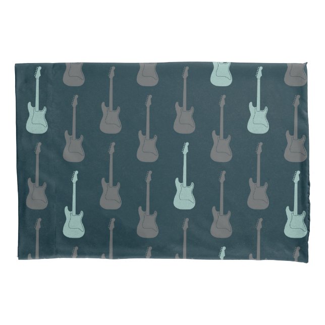 Housse D'oreillers Grungy Classic Electric Guitar Polkadot blue grey (devant-gauche)