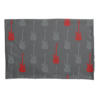 Housse D'oreillers Grungy Classic Electric Guitar Polkadot grey red