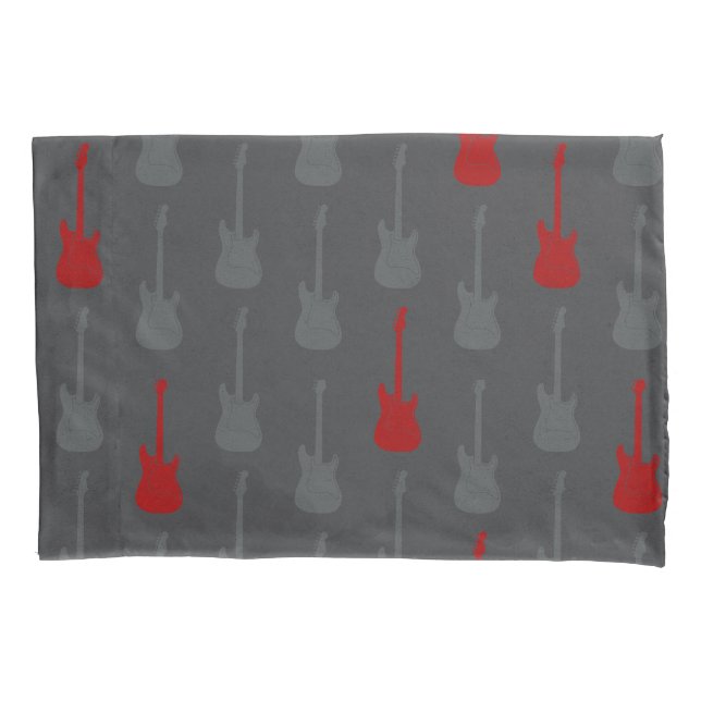 Housse D'oreillers Grungy Classic Electric Guitar Polkadot grey red (devant-gauche)