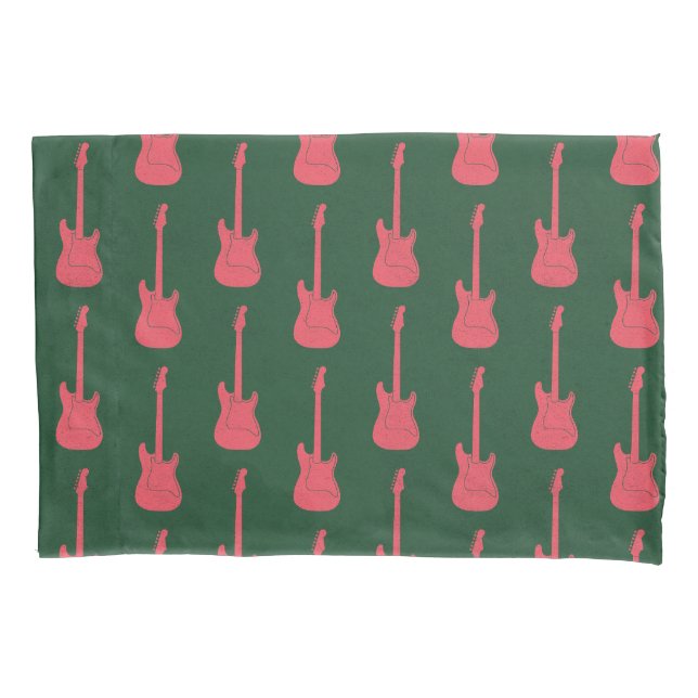 Housse D'oreillers Grungy Classic Electric Guitar Polkadot pink green (devant-gauche)