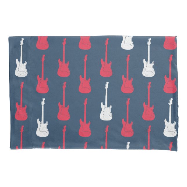 Housse D'oreillers Grungy Classic Electric Guitar Polkadot red blue (devant-gauche)