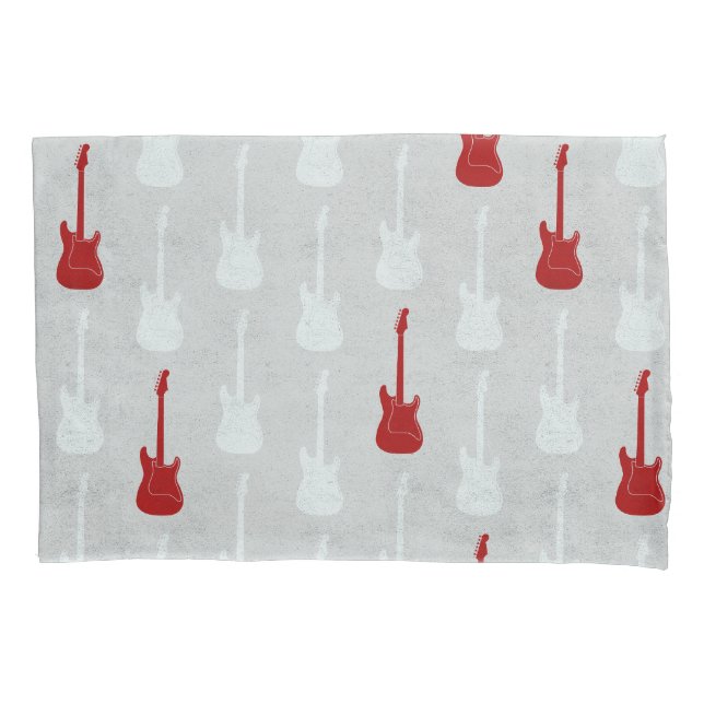 Housse D'oreillers Grungy Classic Electric Guitar Polkadot white red (devant-gauche)