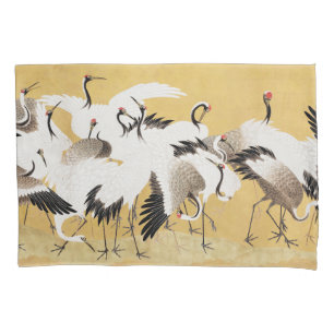 Housse D'oreillers Grupe de grues japonais Vintage Oiseau Riche Class
